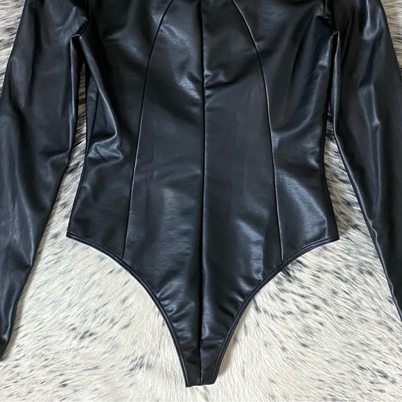 WOLFORD X AMINA MUADDI FAUX LEATHER BODYSUIT, SZ IT/36 US/0-2 - Picture 15 of 15